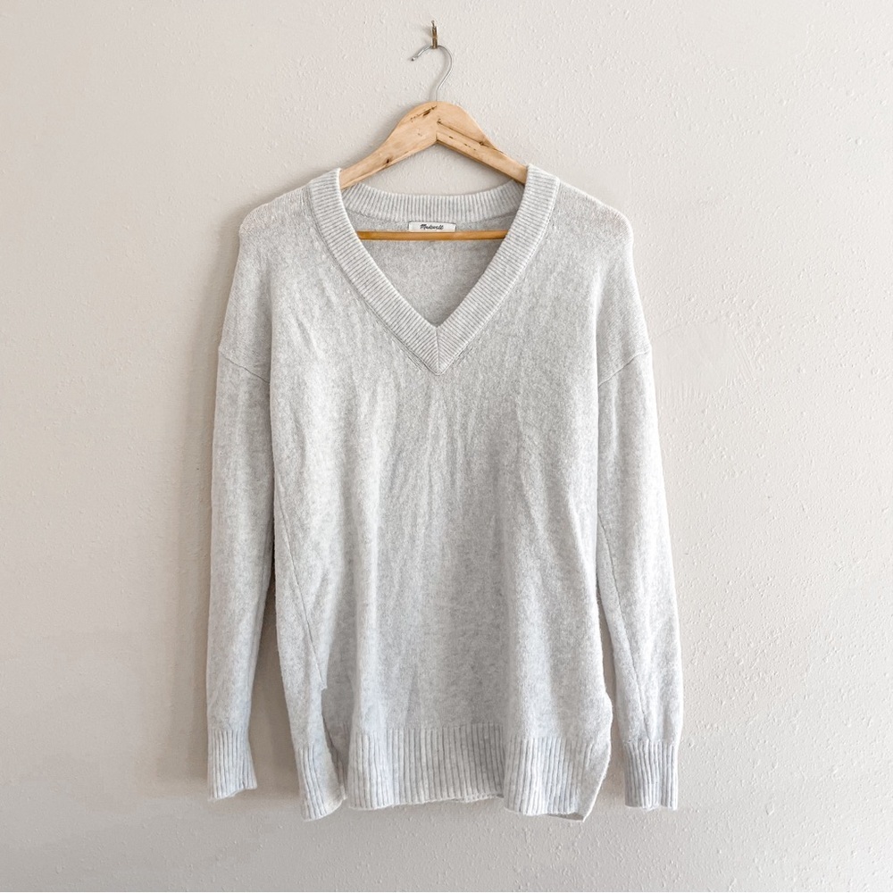Madewell | Coziest Yarn Grey‎ Bartlett V-Neck Pullover Sweater